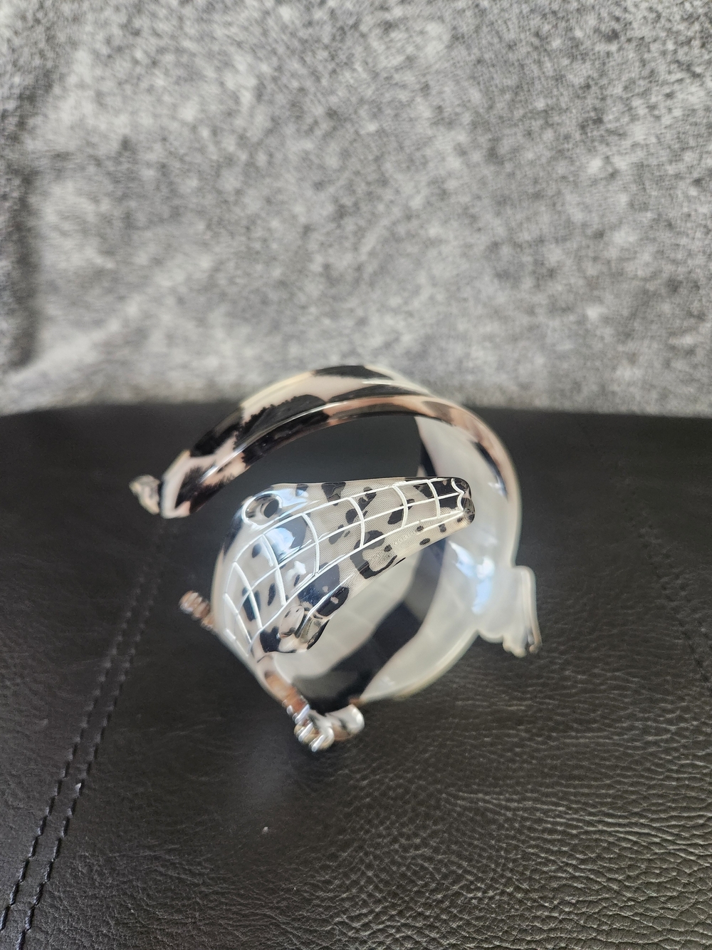 Vintage Lucite Lizard Cuff Bracelet Leopard Print